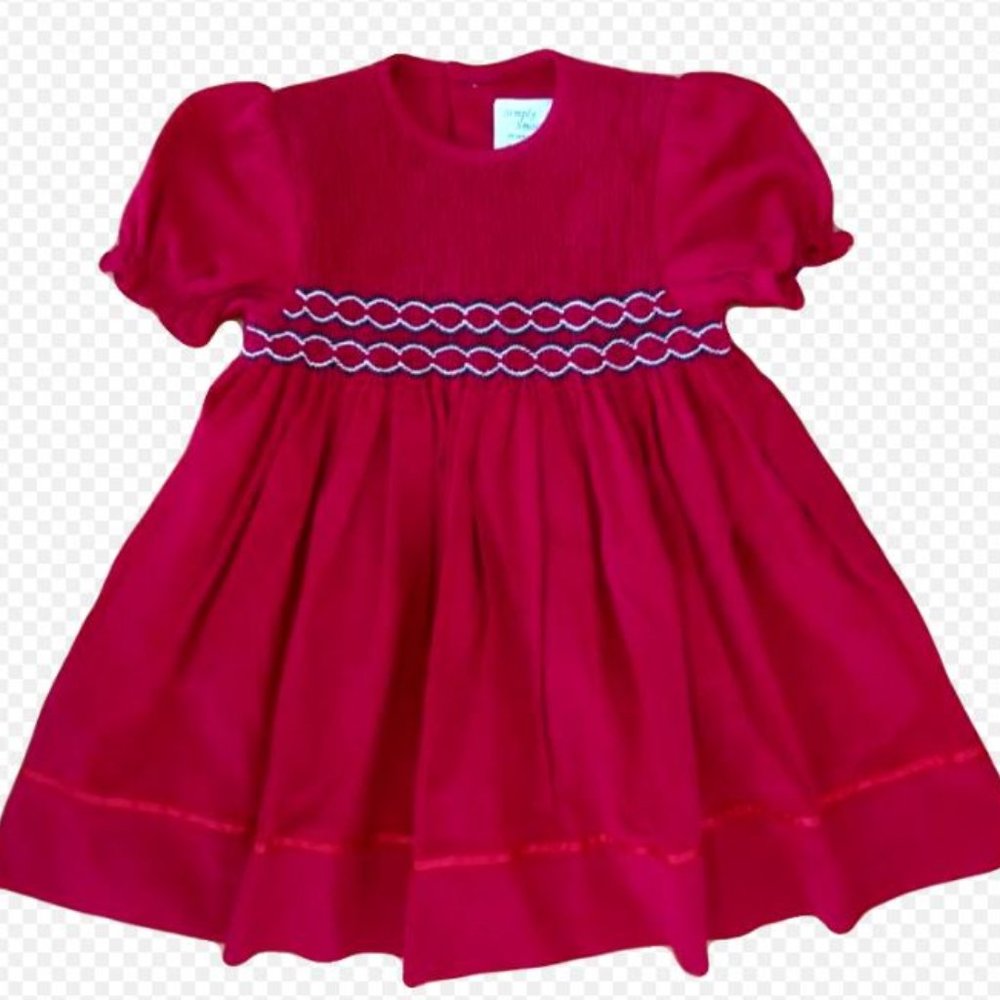 SMOCKED VELVET DRESS - NEW - SIZE 12M